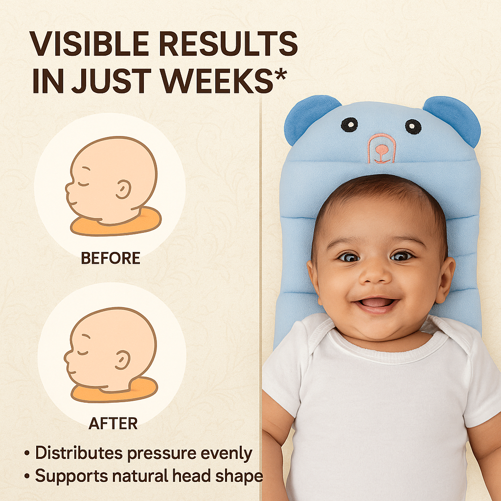 Head Shaping Baby Pillow – Ayurvedic Mustard Filling | 0–12M Ergonomic Support