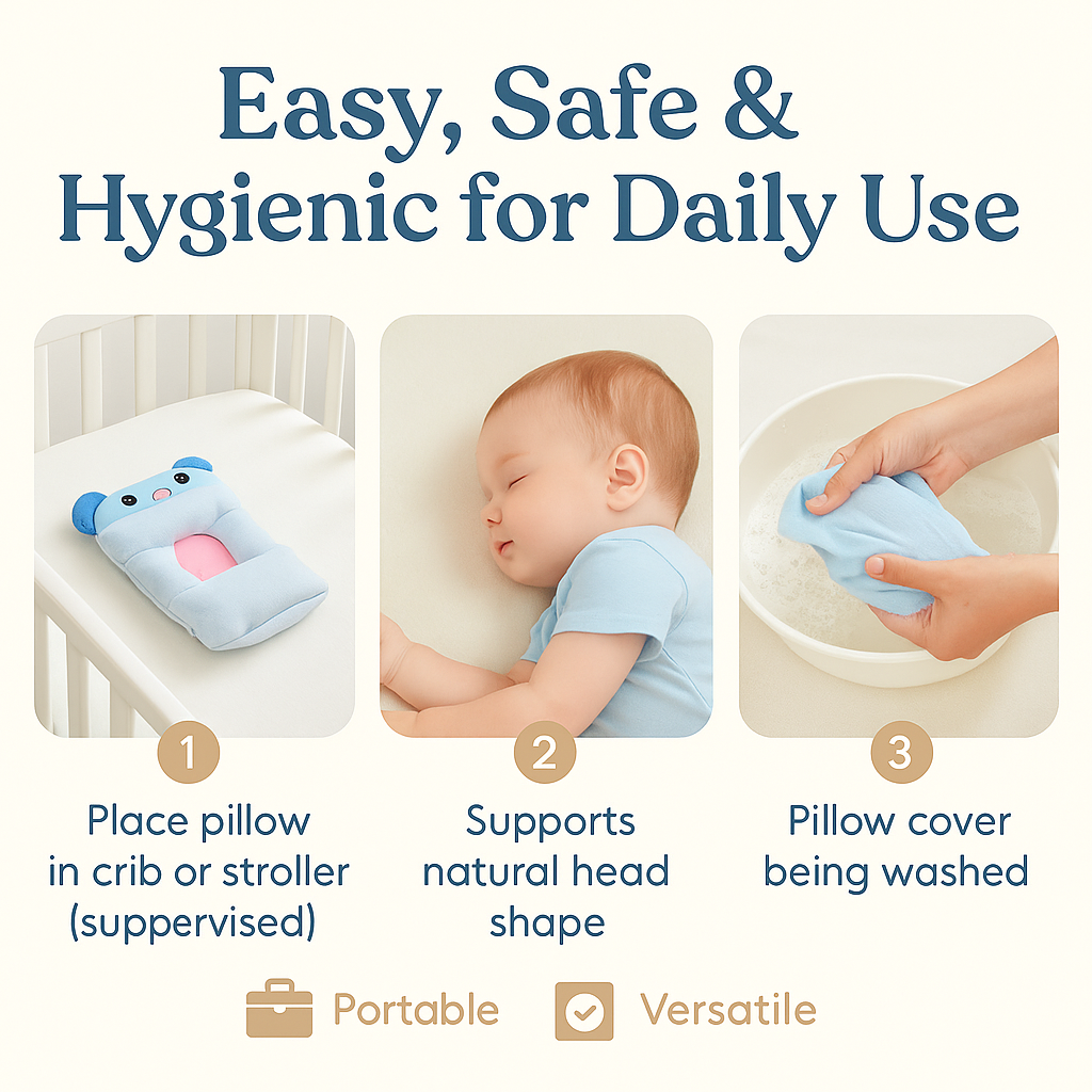 Head Shaping Baby Pillow – Ayurvedic Mustard Filling | 0–12M Ergonomic Support
