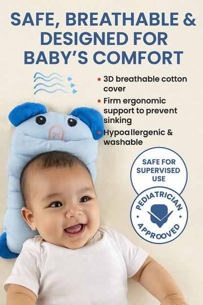 Head Shaping Baby Pillow – Ayurvedic Mustard Filling | 0–12M Ergonomic Support