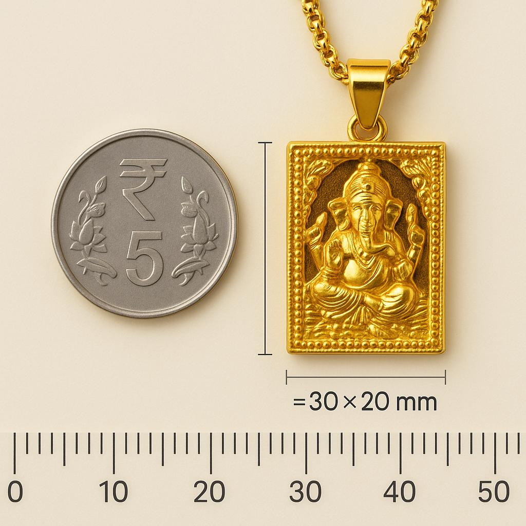 Gold Plated Ganeshji Pendant with Chain – Anti-Tarnish, Unisex