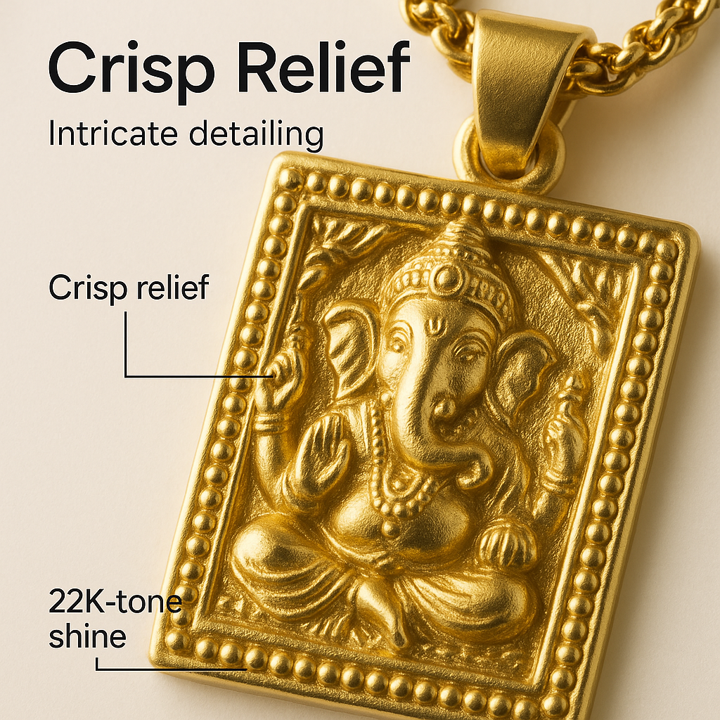 Gold Plated Ganeshji Pendant with Chain – Anti-Tarnish, Unisex