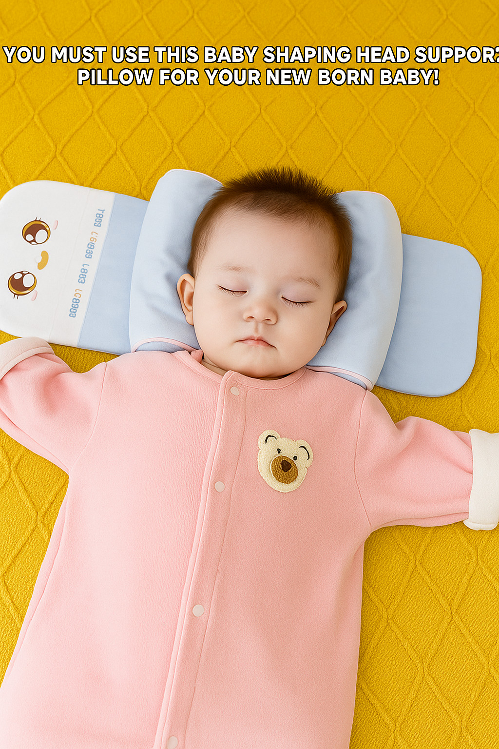 Ergonomic Baby Head Shaping Pillow – Ideal for Newborns (BLUE, WHITE)
